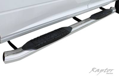 Raptor - Raptor 4" OE Style Cab Length Curved Stainless Oval Step Tubes Chevrolet Silverado 07-15 Crew Cab (Chassi Mount)