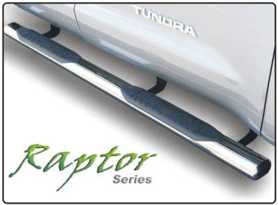 Raptor - Raptor 4" Cab Length Stainless Oval Step Tubes Dodge Ram 09-15 1500 Regular Cab (Rocker Panel Mount)