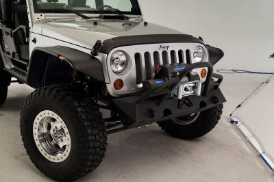 Fab Fours - Fab Fours JK07-B1854-B Hardcore Stubby Winch Front Bumper - Image 6